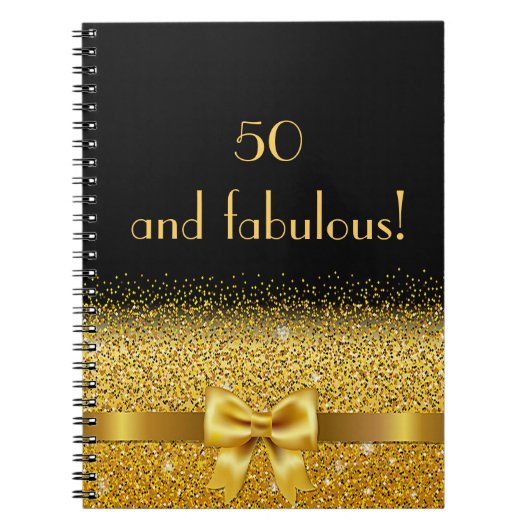 50と素晴らしいブラック金ゴールドゲストブック ノートブック (正面)