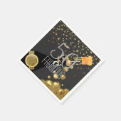50と素晴らしいブラック金ゴールドシャンパン50誕生日 スタンダードカクテルナプキン (角)