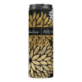 50と素晴らしいブラック金ゴールドシルバーダリアパターン タンブラー (裏面)