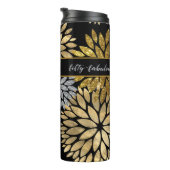 50と素晴らしいブラック金ゴールドシルバーダリアパターン タンブラー (回転右)