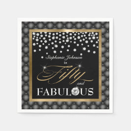 50と素晴らしいブラック金ゴールドダイヤモンドグラマラス スタンダードカクテルナプキン