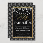 50と素晴らしいブラック金ゴールドダイヤモンドグラマラス 招待状 (正面/裏面)