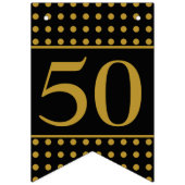 50と素晴らしいブラック金ゴールドドット バンティングフラッグ (第1の旗)