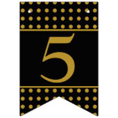 50と素晴らしいブラック金ゴールドドット バンティングフラッグ (第3の旗)