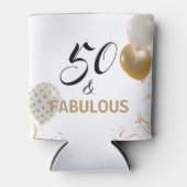 50と素晴らしいブラック金ゴールドパーティーバルーン誕生日 缶クーラー (正面)