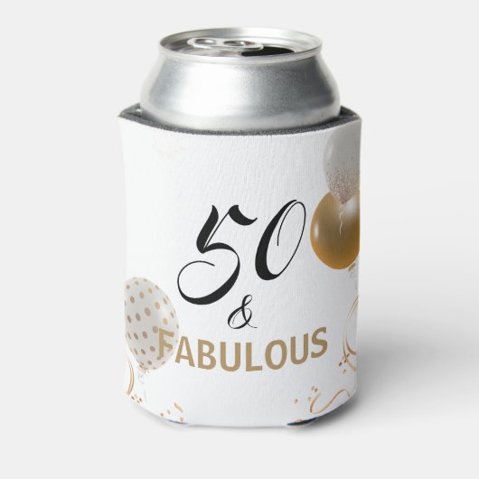 50と素晴らしいブラック金ゴールドパーティーバルーン誕生日 缶クーラー (缶裏面)