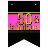 50と素晴らしいブラック金ゴールドピンク50誕生日 バンティングフラッグ (第1の旗)
