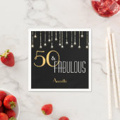 50と素晴らしいブラック金ゴールドライトグラマラスエレガント スタンダードカクテルナプキン (インサイチュ)