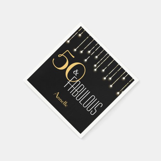 50と素晴らしいブラック金ゴールドライトグラマラスエレガント スタンダードカクテルナプキン (角)