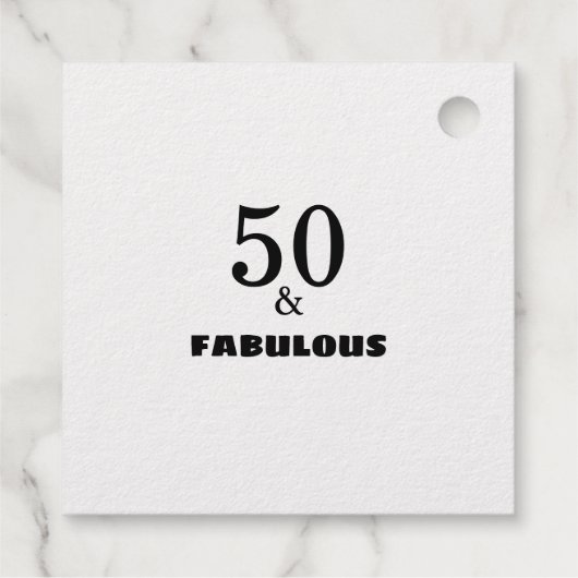 50と素晴らしいブラック金ゴールド誕生日パーティーかわいい フェイバータグ (裏面)