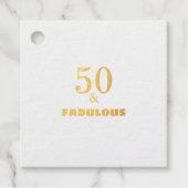 50と素晴らしいブラック金ゴールド誕生日パーティーかわいい フェイバータグ (正面)