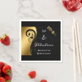 50と素晴らしいブラック金ゴールド誕生日パーティーカクテル スタンダードカクテルナプキン (インサイチュ)