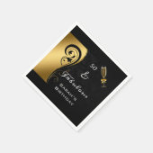 50と素晴らしいブラック金ゴールド誕生日パーティーカクテル スタンダードカクテルナプキン (角)