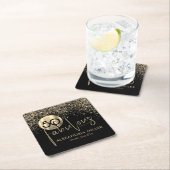 50と素晴らしいブラック金ゴールド誕生日パーティー スクエアペーパーコースター (インサイチュ)