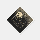 50と素晴らしいブラック金ゴールド誕生日パーティー スタンダードカクテルナプキン (角)