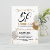 50と素晴らしいブラック金ゴールド誕生日パーティー 招待状 (スタンド正面)