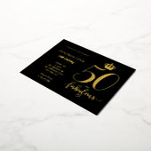50と素晴らしいブラック金ゴールド誕生日 箔招待状ポストカード (回転した状態)