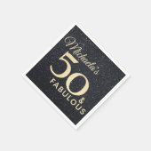 50と素晴らしいブラック金ゴールド50番誕生日 スタンダードカクテルナプキン (角)