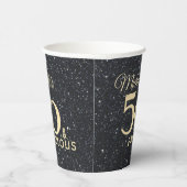 50と素晴らしいブラック金ゴールド50番誕生日 紙コップ (右)