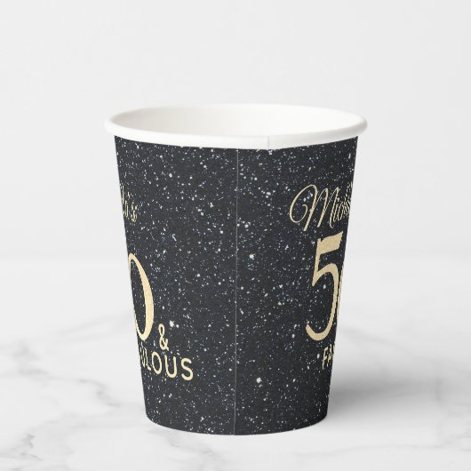 50と素晴らしいブラック金ゴールド50番誕生日 紙コップ (右)