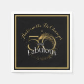 50と素晴らしいブラック金ゴールド50th誕生日パーティー スタンダードカクテルナプキン (正面)