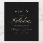 50と素晴らしいブラック金ゴールド ワインラベル (シングルラベル)