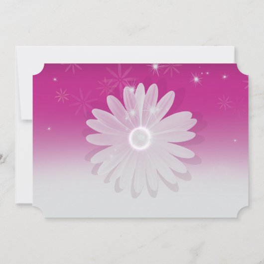 50と素晴らしいブラック、ピンク、ホワイト、星とデイジー 招待状 (裏面)