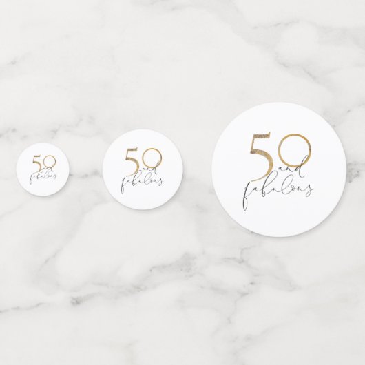 50と素晴らしいブラック&ホワイト金ゴールド50誕生日 コンフェッティ (正面)