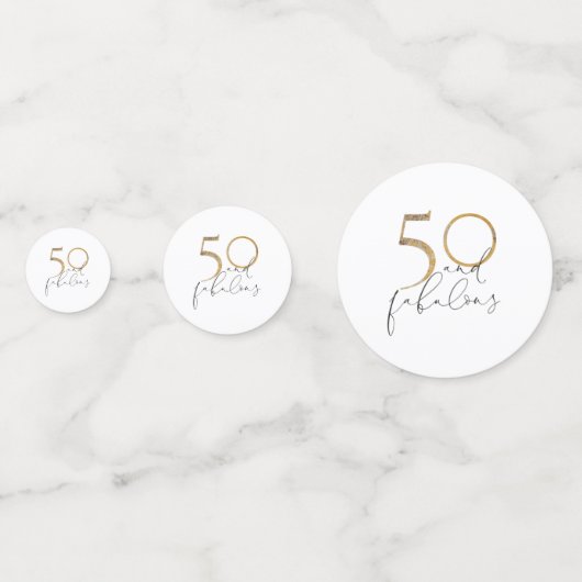 50と素晴らしいブラック&ホワイト金ゴールド50誕生日 コンフェッティ (裏面)