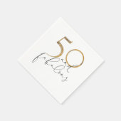 50と素晴らしいブラック&ホワイト金ゴールド50誕生日 スタンダードカクテルナプキン (角)