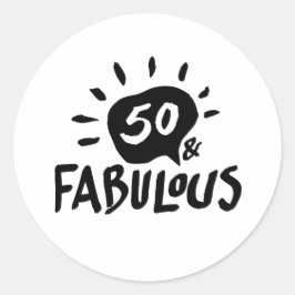 50と素晴らしいブラック/ホワイト50th誕生日ステッカー ラウンドシール