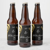 50と素晴らしいブラック&金ゴールドの誕生日パーティー ビールラベル (ボトル)