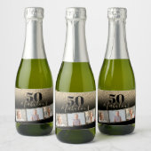 50と素晴らしいブラック&金ゴールドフェイクグリッターフォトミニ スパークリングワインラベル (ボトル)