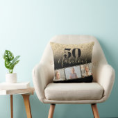 50と素晴らしいブラック&金ゴールドフェイクグリッター写真 クッション (椅子)