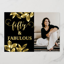 50と素晴らしいブラック&金ゴールドフォト誕生日