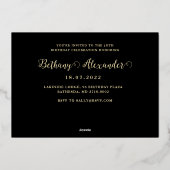 50と素晴らしいブラック&金ゴールドフォト誕生日 箔招待状 (裏面)