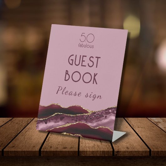 50と素晴らしいブルゴーニュのピンクの瑪瑙ペデスタルサイン 台座サイン