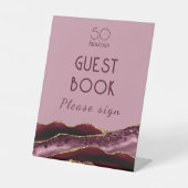 50と素晴らしいブルゴーニュのピンクの瑪瑙ペデスタルサイン 台座サイン (正面)