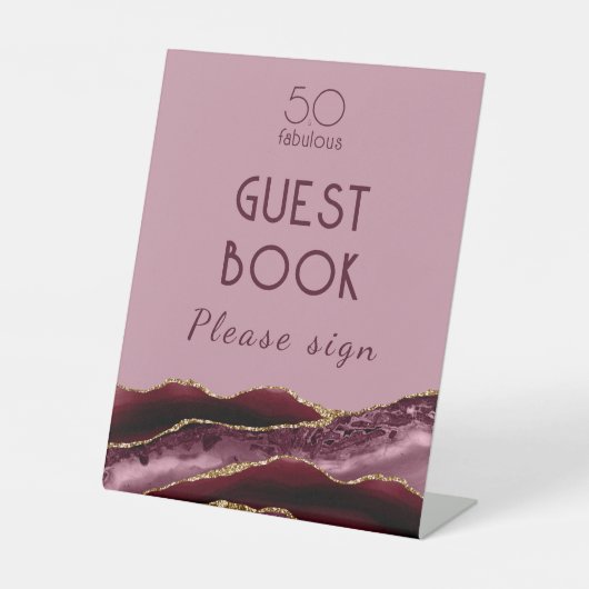 50と素晴らしいブルゴーニュのピンクの瑪瑙ペデスタルサイン 台座サイン (正面)