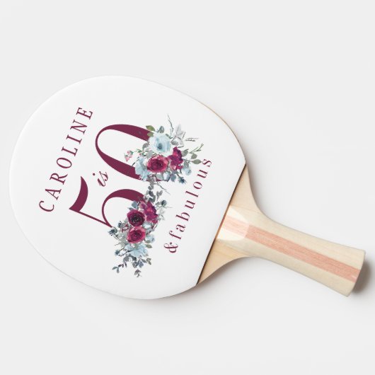 50と素晴らしいブルゴーニュのフローラ誕生日プレゼント 卓球ラケット (横)