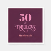 50と素晴らしいブルゴーニュの誕生日パーティー スタンダードカクテルナプキン (正面)