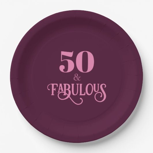 50と素晴らしいブルゴーニュの誕生日パーティー ペーパープレート (正面)