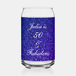 50と素晴らしいブルーグリッター誕生日ギフトの好意 ガラス缶