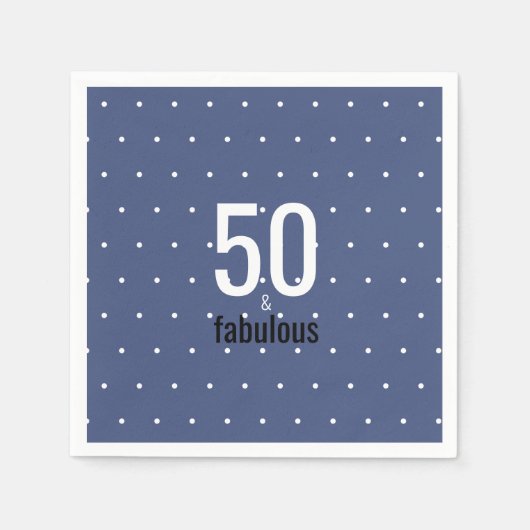 50と素晴らしいブルードット50誕生日 スタンダードカクテルナプキン (正面)
