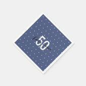 50と素晴らしいブルーホワイト水玉模様 スタンダードカクテルナプキン (角)