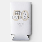 50と素晴らしいベージュ50歳モダンの誕生日パーティー スリム缶クーラー (裏面)