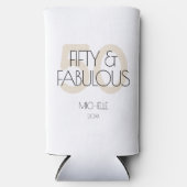 50と素晴らしいベージュ50歳モダンの誕生日パーティー スリム缶クーラー (正面)