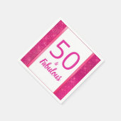 50と素晴らしいホットピンクグラム50th誕生日パーティー スタンダードカクテルナプキン (角)