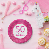 50と素晴らしいホットピンクグラム50th誕生日パーティー ペーパープレート (パーティー)