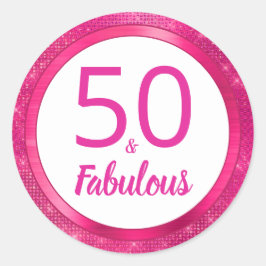 50と素晴らしいホットピンクグラム50th誕生日パーティー ラウンドシール